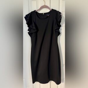 Size 12 Tommy Hilfiger Black Women's Ruffle-Sleeve Sheath Dress